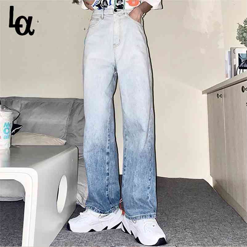 Spring Women Wide Leg Loose Jeans Vintage Gradient Denim Trousers Female High Waist Pants Spliced Cowboy Streetwear 210519, Blue
Spring Women Wide Leg Loose Jeans Vintage Gradient Denim Trousers Female High Waist Pants Spliced Cowboy Streetwear 210519, Blue