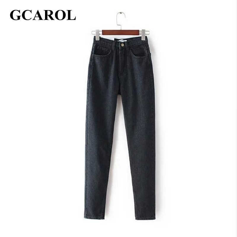 GCAROL Women High Waist Denim Jeans Vintage Slim Mom Style Pencil Quality Basic Pants For 4 Season 210809