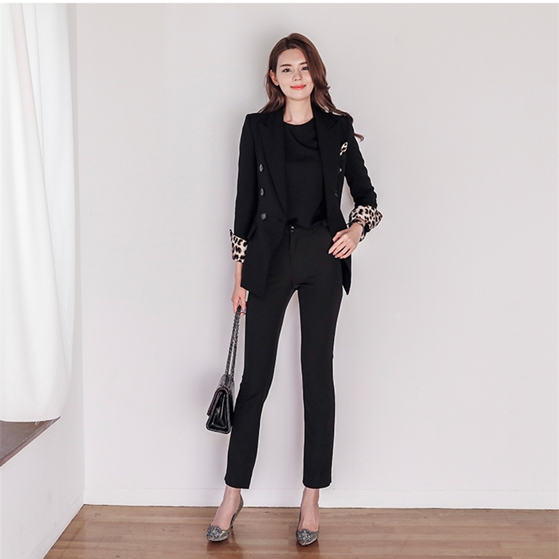 Office Work Pant Suits Women Suit Business Lady Uniform Female 2 Piece Set Blazer Pants Jacket Autumn Winter 210520
