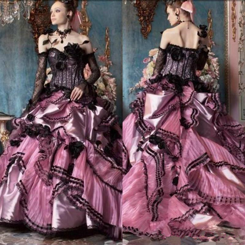 Vintage Black and Pink Gothic Wedding Dresses Plus Size Off The Shoulder lace-up corset Vintage Bell Long Sleeve Celtic Medieval bride gown, Red
Vintage Black and Pink Gothic Wedding Dresses Plus Size Off The Shoulder lace-up corset Vintage Bell Long Sleeve Celtic Medieval bride gown, Red