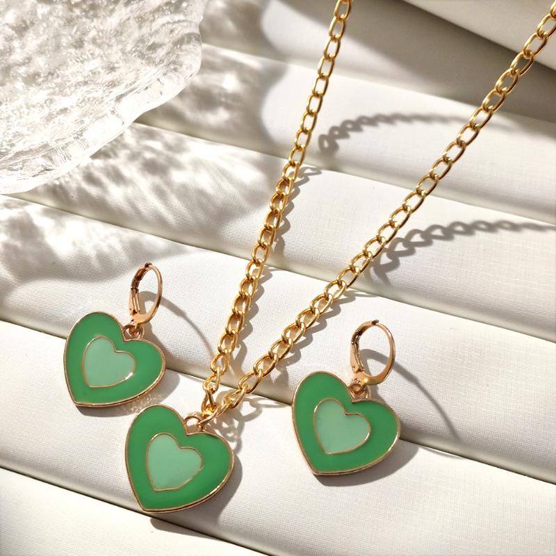 Earrings & Necklace JUST FEEL Colorful Enamel Love Heart Pendant Set For Women Trendy Golden Jewelry Wedding Party Gift, Silver
Earrings & Necklace JUST FEEL Colorful Enamel Love Heart Pendant Set For Women Trendy Golden Jewelry Wedding Party Gift, Silver