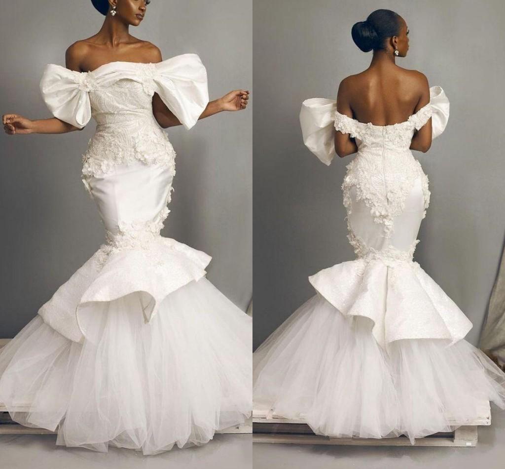 Vintage Satin African Mermaid Wedding Dress Off The Shoulder Sexy Lace Appliques Ruched Tiers Bridal Gowns 2021 Arabic Backless Vestidos De Novia Plus Size AL9353, Ivory
Vintage Satin African Mermaid Wedding Dress Off The Shoulder Sexy Lace Appliques Ruched Tiers Bridal Gowns 2021 Arabic Backless Vestidos De Novia Plus Size AL9353, Ivory