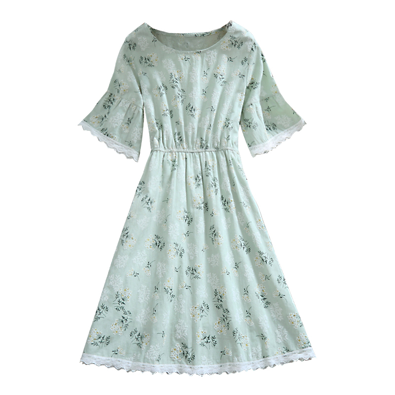 Actual S of Long and Medium-length Women Dress, Cotton Flower sweet Dress for Women's Wear in 4619 50 210510