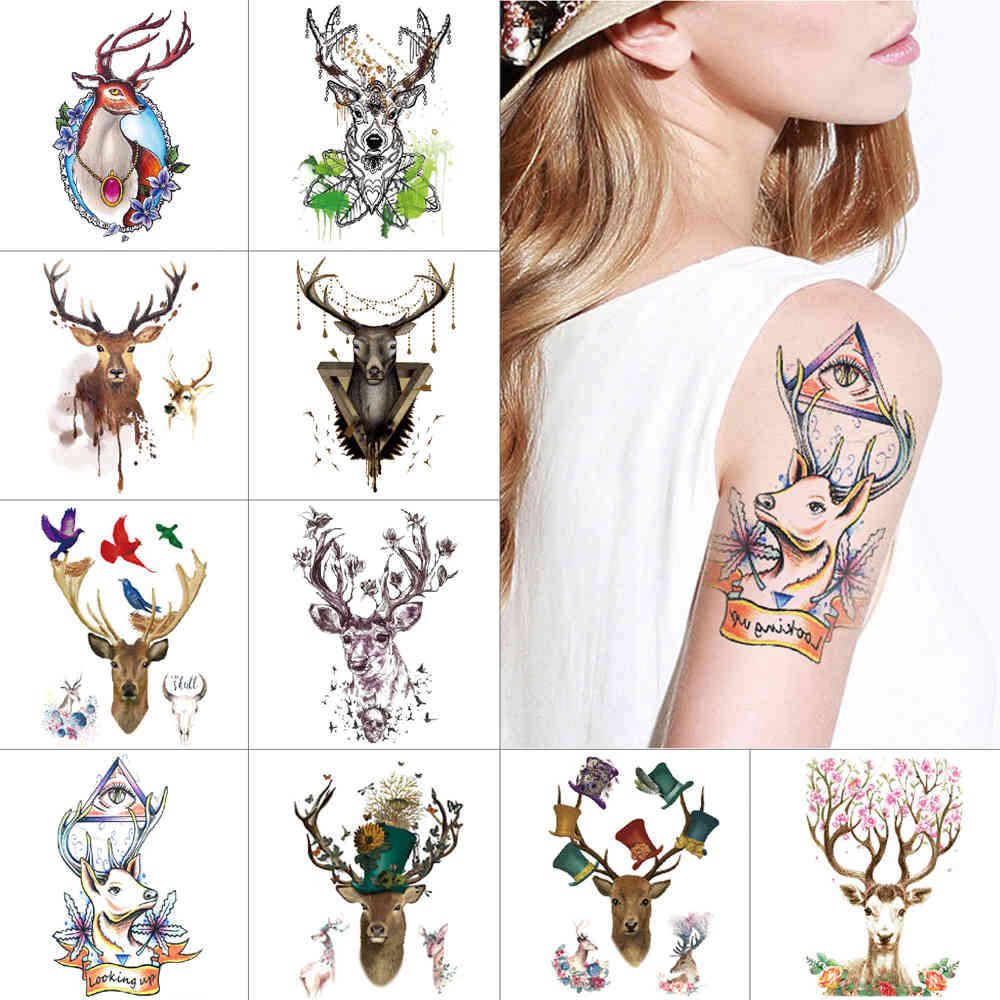 Deer temporary stickers Moose fake Waterproof color animal for men women Arm thigh body art tattoo
Deer temporary stickers Moose fake Waterproof color animal for men women Arm thigh body art tattoo