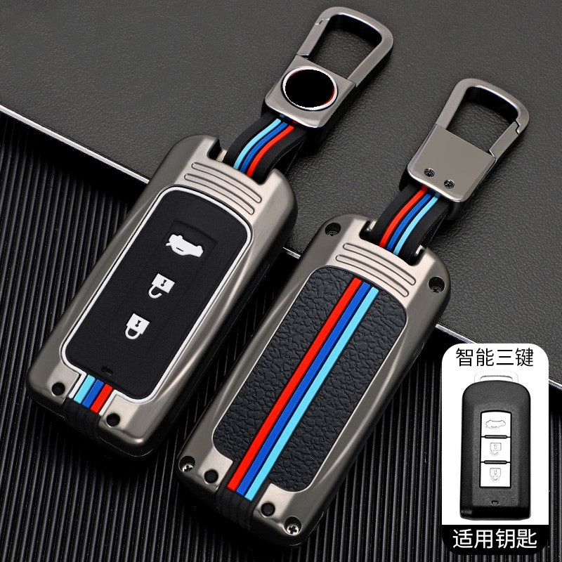 For Mitsubishi Outlander ASX Eclipse special high-end car key cover protective shell buckle, Black 
For Mitsubishi Outlander ASX Eclipse special high-end car key cover protective shell buckle, Black