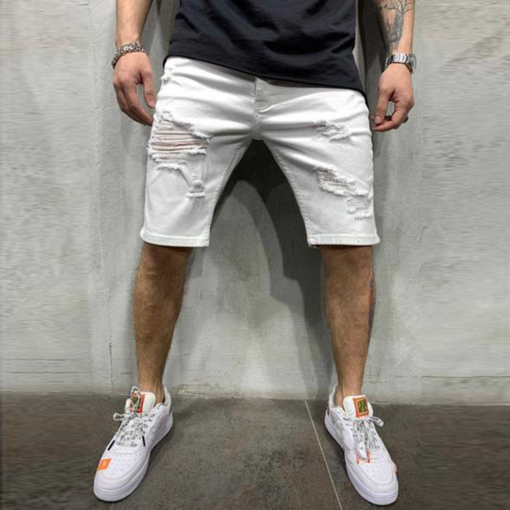 Summer Fashion Casual Slim Fit Men's Stretch Short Jeans High Quality Elastic Denim Shorts 210713
