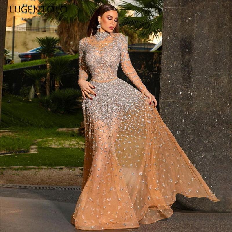 Casual Dresses Lugentolo Sexy Dress Women Mesh Perspective Long Sleeve Slim Party Female Elegant Empire Big Swing Maxi, Champagne gold
Casual Dresses Lugentolo Sexy Dress Women Mesh Perspective Long Sleeve Slim Party Female Elegant Empire Big Swing Maxi, Champagne gold