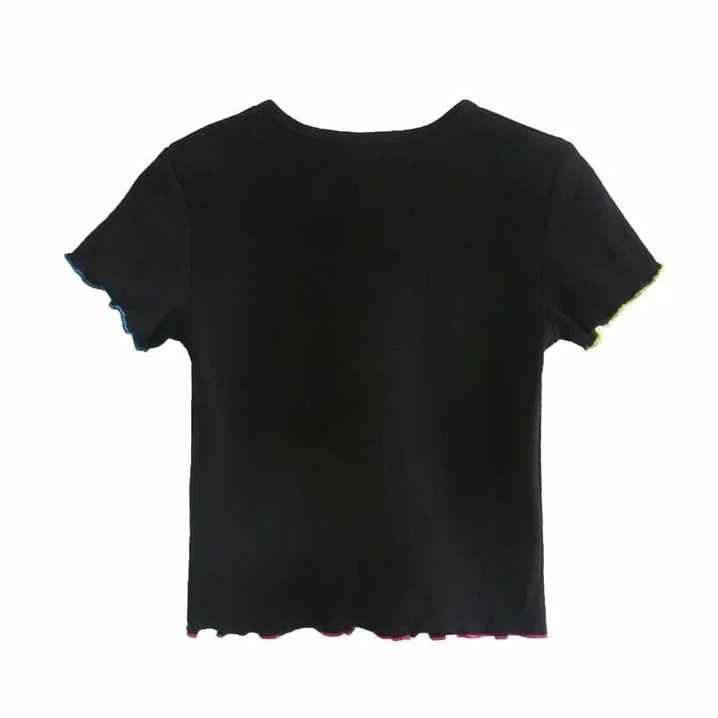 Nomikuma Spring Summer Women T-shirts Korean Letters Embroidery Cute Shirt Fashion Short Sleeve O-neck Graphic Tees 6E124 210427