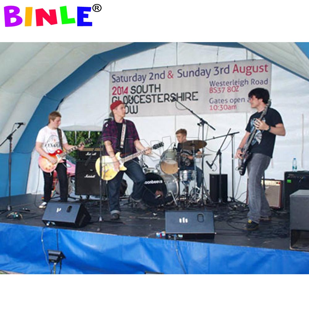 Ourdoor Event Mobile Inflatable Stage Roof Giant Blue And White Inflatables Stages Cover Dome Tunnel tent For Sale