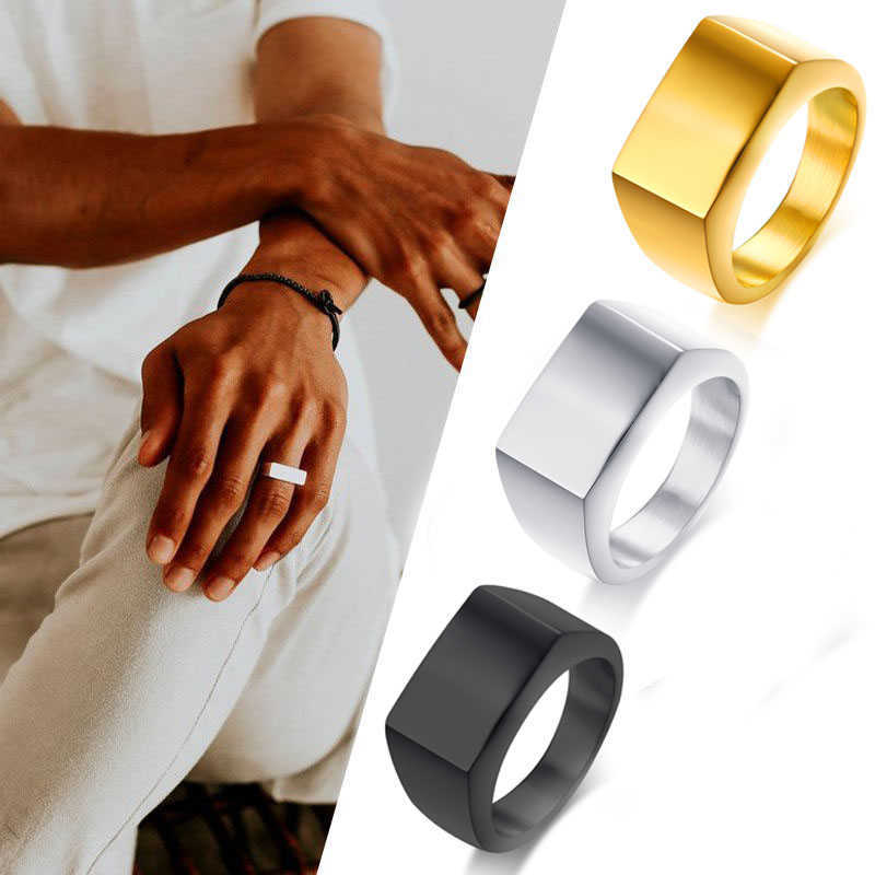 Square Band Flat Top Men's Signet Ring Oxidized Silver Color Stainless Steel Vintage Rustic Male Jewelry X0715
Square Band Flat Top Men's Signet Ring Oxidized Silver Color Stainless Steel Vintage Rustic Male Jewelry X0715