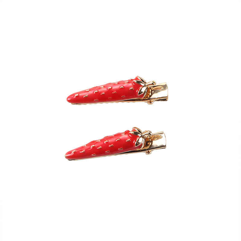 Hair Accessories Jewelry Carrot Strawberry Fruit pin Girl Side Clip Simple Korean Metal Net Red Bangs Duck Beak