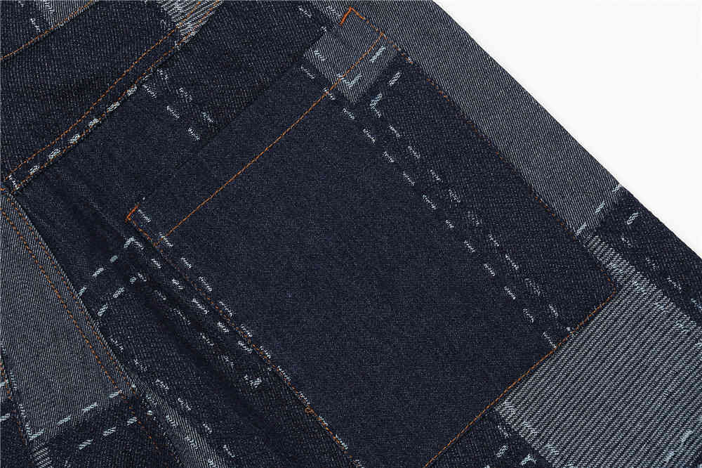 IEFB Men's Plaid Patchwork Straight Black Jeans Men's Streetwear Trend Loose Wide Leg Denim Pants Casual Trousers Y7466 210524