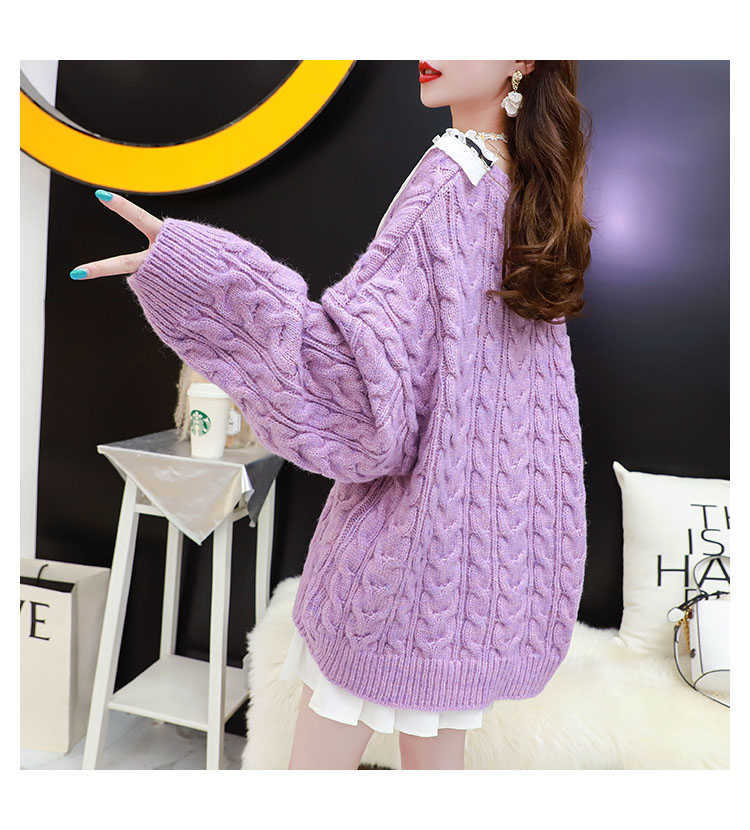 H.SA Women Sweater Jumpers Korean Fashion Turn Down Collar Pull Sweaters Knit Pullover Oversized Women Jumpers 210716