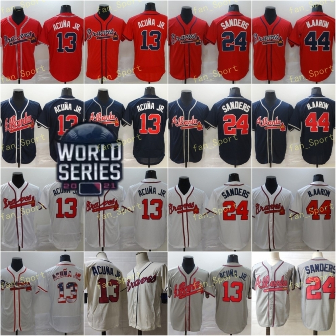 2021 World Series 13 Ronald Acuna Jr Baseball Jersey 24 Deion Sanders 44 Hank Aaron Stitched Flexbase Cool Base USA White Red Black Blue Grey, Blue;black
2021 World Series 13 Ronald Acuna Jr Baseball Jersey 24 Deion Sanders 44 Hank Aaron Stitched Flexbase Cool Base USA White Red Black Blue Grey, Blue;black