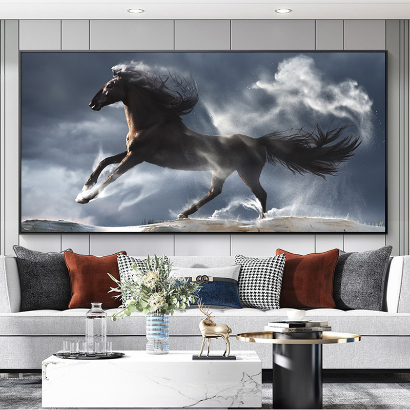 Running Horse Posters And Prints Animal Pictures Black And White Canvas Painting Wall Art For Living Room Home Decor Cuadros
