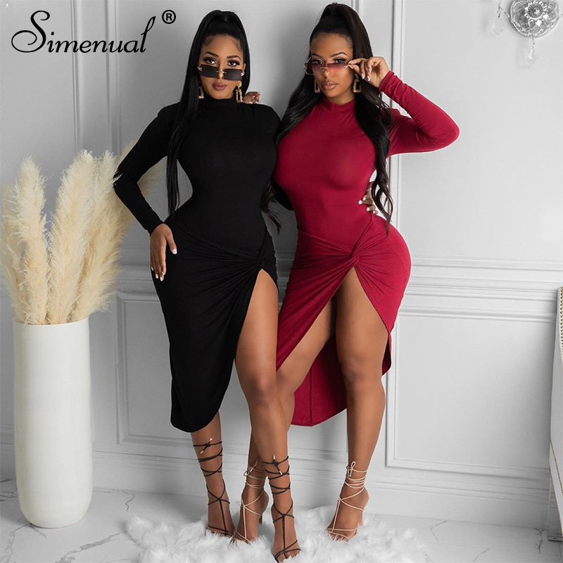 2021simenual wrap side split bodycon midi dresses long sleeve for women fall 2021 clothing solid night partywear skinny dress autumn, Black;gray
2021simenual wrap side split bodycon midi dresses long sleeve for women fall 2021 clothing solid night partywear skinny dress autumn, Black;gray