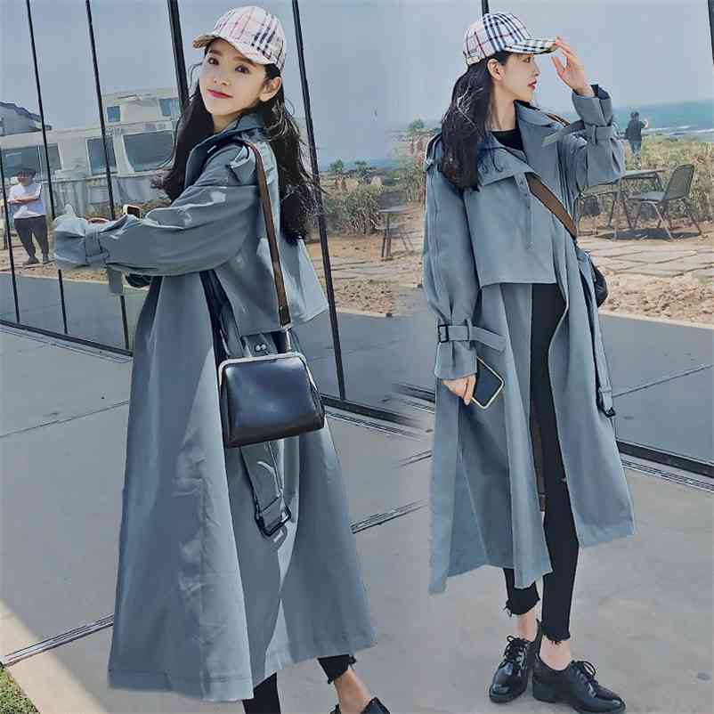 Spring Women Loose Belt Windbreaker Trench Coat Slim Solid Open Stitch Autumn Outwear Cool Streetwear Long 210519, Blue
Spring Women Loose Belt Windbreaker Trench Coat Slim Solid Open Stitch Autumn Outwear Cool Streetwear Long 210519, Blue