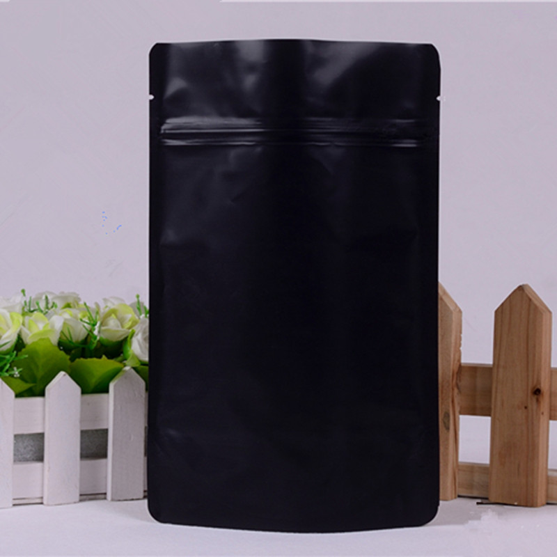 Thick Matte Black Aluminum Foil Zip Lock Bag Stand up Resealable Ground Coffee Powder Nuts Tea Snack Biscuits X-mas Gifts Packaging Pouches Support Lo