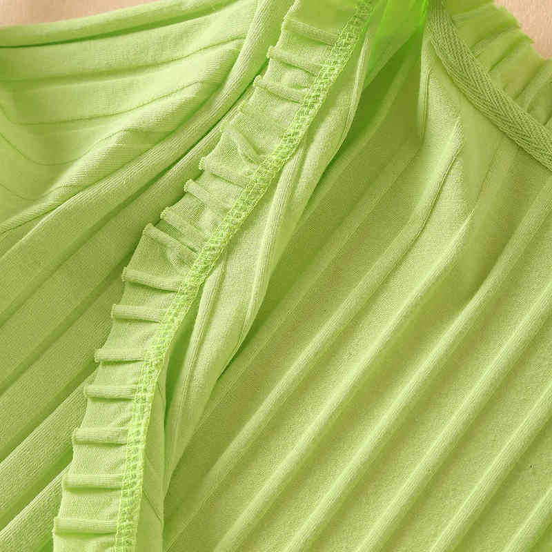 Women Crop Sweet Short Blouse Solid Knitted Cardigan Shirt Stretch Slim Ruffle Sweater Sexy Club Basic Ribbed Tanks Crop Tops 210521wtt