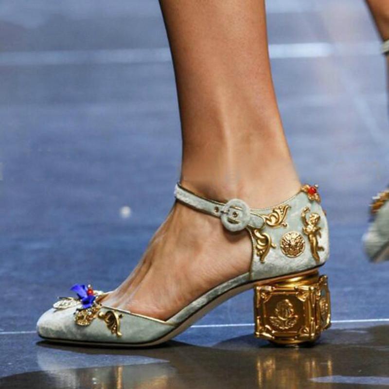 Luxury Design Genuine Leather Women Pumps Fretwork Angel Square Heel Wedding Shoes Metal Crystal Runway Mary Janes Dress, As picture2
Luxury Design Genuine Leather Women Pumps Fretwork Angel Square Heel Wedding Shoes Metal Crystal Runway Mary Janes Dress, As picture2
