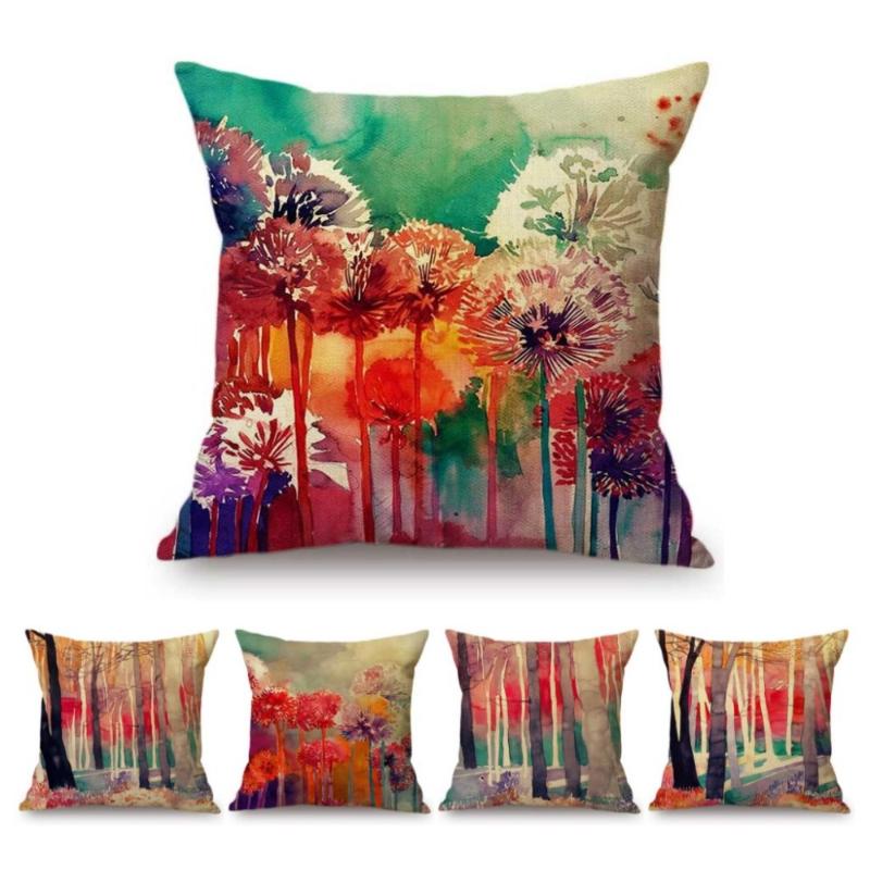 Cushion/Decorative Pillow Colorful Watercolor Flowers Art Autumn Forest Dandelion Home Decorative Sofa Throw Case Cotton Linen Floral Cushio, T168-4
Cushion/Decorative Pillow Colorful Watercolor Flowers Art Autumn Forest Dandelion Home Decorative Sofa Throw Case Cotton Linen Floral Cushio, T168-4