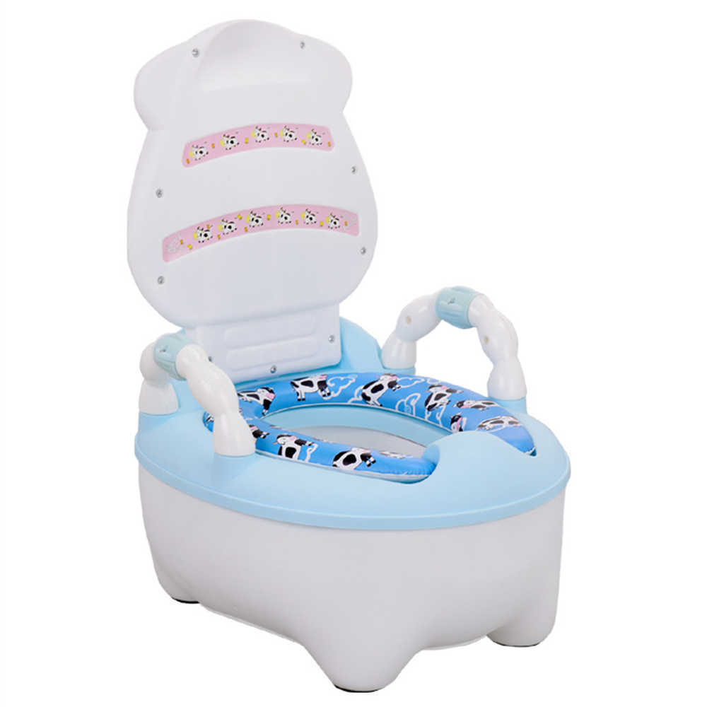 Portable Baby Pot For Children Potty Training Toilet Seat Infant Cow Comfortable Backrest Children Cartoon Cute Pot 201117