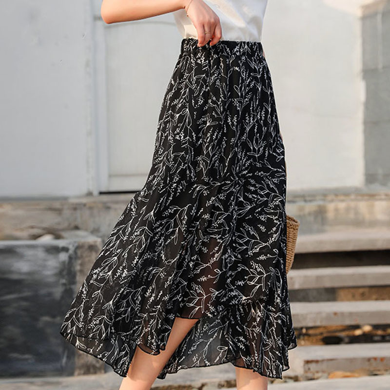 Fashion shirt Elastic high waist floral skirt elegant ladies female women Half body Elegant atmosphere Lady 3039 50 210510