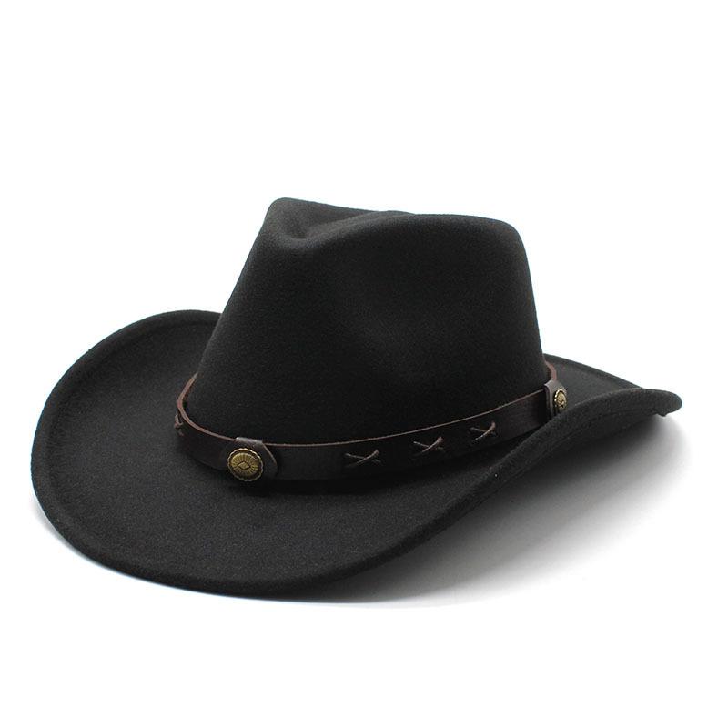 Wide Brim Hats Unisex Western Cowboy For Men Fedora Women Solid Color Jazz Hat Vintage Felt Panama Cap With Leather Belt, Black
Wide Brim Hats Unisex Western Cowboy For Men Fedora Women Solid Color Jazz Hat Vintage Felt Panama Cap With Leather Belt, Black