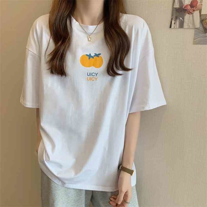 Basic Chic Printed Fruits Loose Tops Summer Short-Sleeved Pullovers Basewear Casual Tee Retro Gentle T-shirts 210525, Apricot
Basic Chic Printed Fruits Loose Tops Summer Short-Sleeved Pullovers Basewear Casual Tee Retro Gentle T-shirts 210525, Apricot