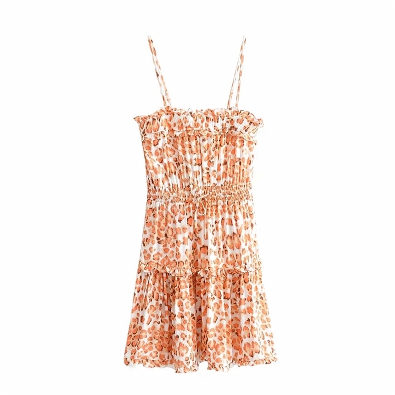 women summer Spaghetti Strap mini dress floral printed sleeveless orange sling 210524
women summer Spaghetti Strap mini dress floral printed sleeveless orange sling 210524