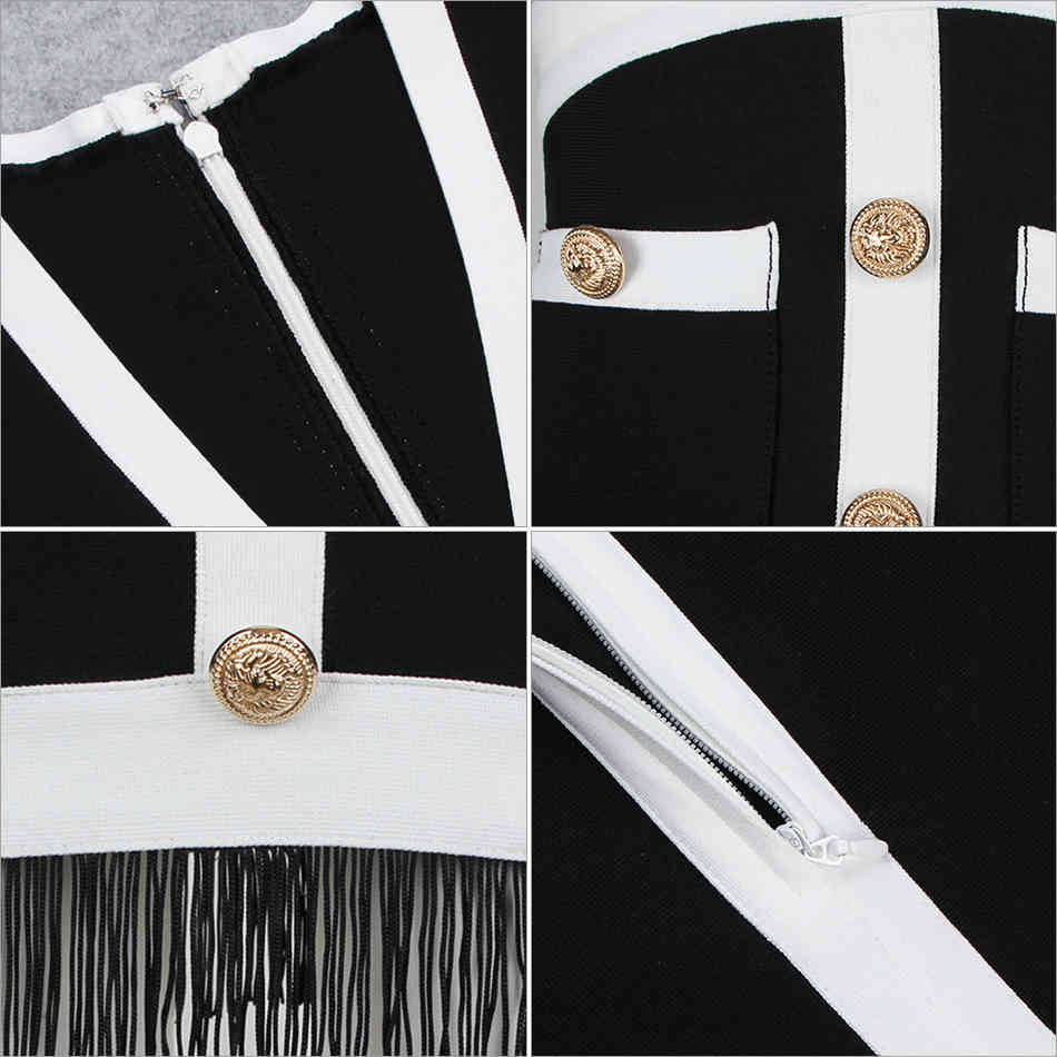 Summer Women Short Sleeve Buttons Bodycon Bandage Dress Sexy V Neck Tassel Club Celebrity Runway Party Lady 210423