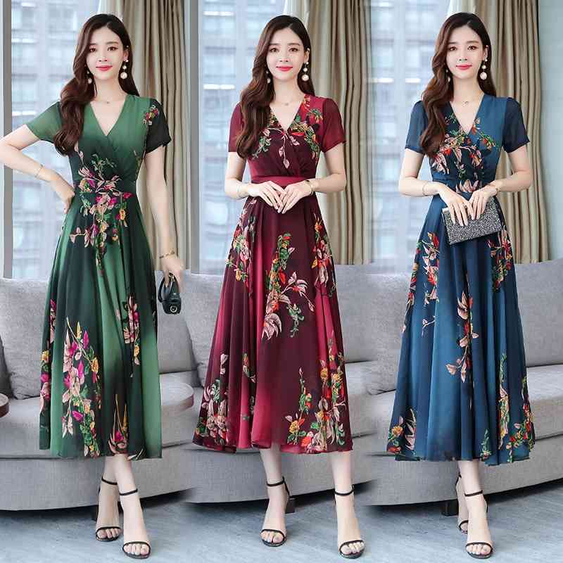 summer printed chiffon dress floral fashion mid waist women's long style fake beach skirt, Black;gray
summer printed chiffon dress floral fashion mid waist women's long style fake beach skirt, Black;gray