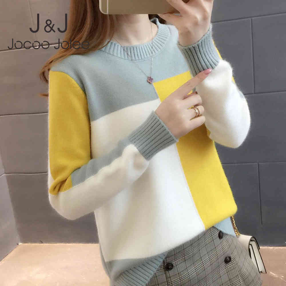 Jocoo Jolee Women Patchwork Thick Warm Sweater Female Long Sleeve O Neck Korean Harajuku Knitted Pullover Casual Jumpers 210518, Blue
Jocoo Jolee Women Patchwork Thick Warm Sweater Female Long Sleeve O Neck Korean Harajuku Knitted Pullover Casual Jumpers 210518, Blue