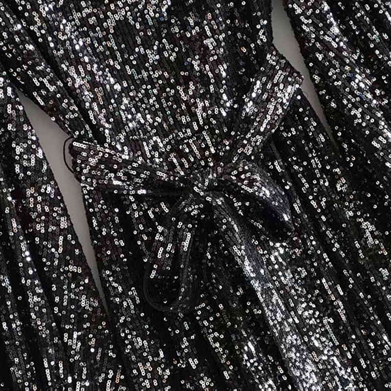 Women Sequin Mini Dress Fashion Square Collar Vintage Lady Party Elegant Female Lantern Long Sleeve Short es Vestido 210515
