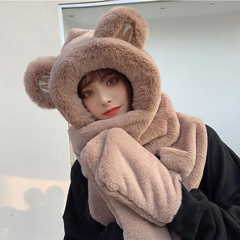 Berets Thickened Bear Hat Ladies Lovely Plush Fall/winter Scarf Warm Gloves For Children Women's Hats, Children beige
Berets Thickened Bear Hat Ladies Lovely Plush Fall/winter Scarf Warm Gloves For Children Women's Hats, Children beige