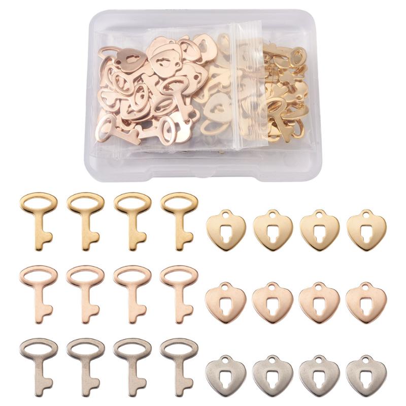 Charms 120pcs/box 304 Stainless Steel Key & Lock Mixed 3 Color For Jewelry Making DIY, Bronze;silver
Charms 120pcs/box 304 Stainless Steel Key & Lock Mixed 3 Color For Jewelry Making DIY, Bronze;silver