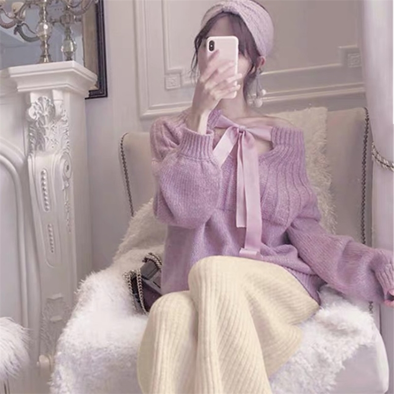 Women Winter Knitted Suits Bow Lacing Up Long Sleeved Loose Sweater +Wide Leg Pants Female 2pcs Casual Sets 210520, Picture color
Women Winter Knitted Suits Bow Lacing Up Long Sleeved Loose Sweater +Wide Leg Pants Female 2pcs Casual Sets 210520, Picture color