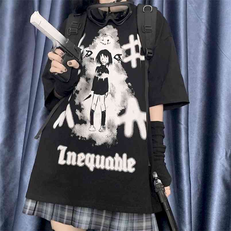 Short-sleeved T-shirt female Korean version of the college style dark graffiti Japanese girl printing loose top 210708, Black
Short-sleeved T-shirt female Korean version of the college style dark graffiti Japanese girl printing loose top 210708, Black