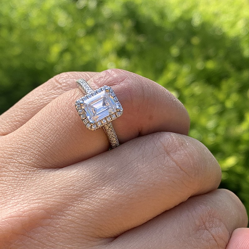 Choucong Brand Top Sell Wedding Rings Luxury Jewelry Real 925 Sterling Silver Emerlad Cut CZ Diamond Party Gemstones Women Engagement Band Bridal Ring