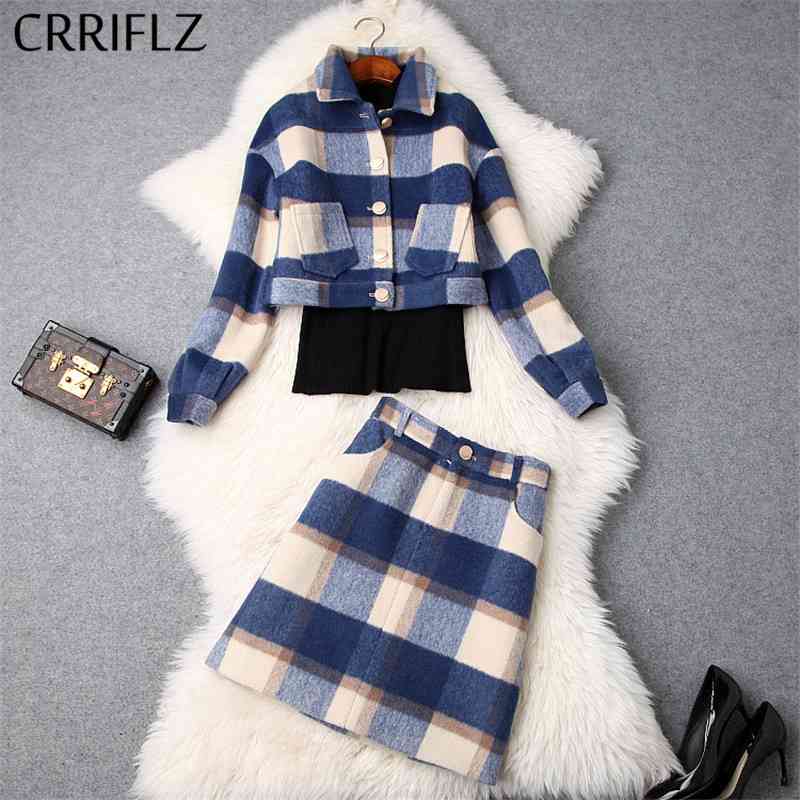 Winter Women Slim Pullover Plaid Turn-Down Collar Woolen Coat Trregular Buttons Skirt 3 Piece Set Fashion Patry Dress 210520, Blue
Winter Women Slim Pullover Plaid Turn-Down Collar Woolen Coat Trregular Buttons Skirt 3 Piece Set Fashion Patry Dress 210520, Blue