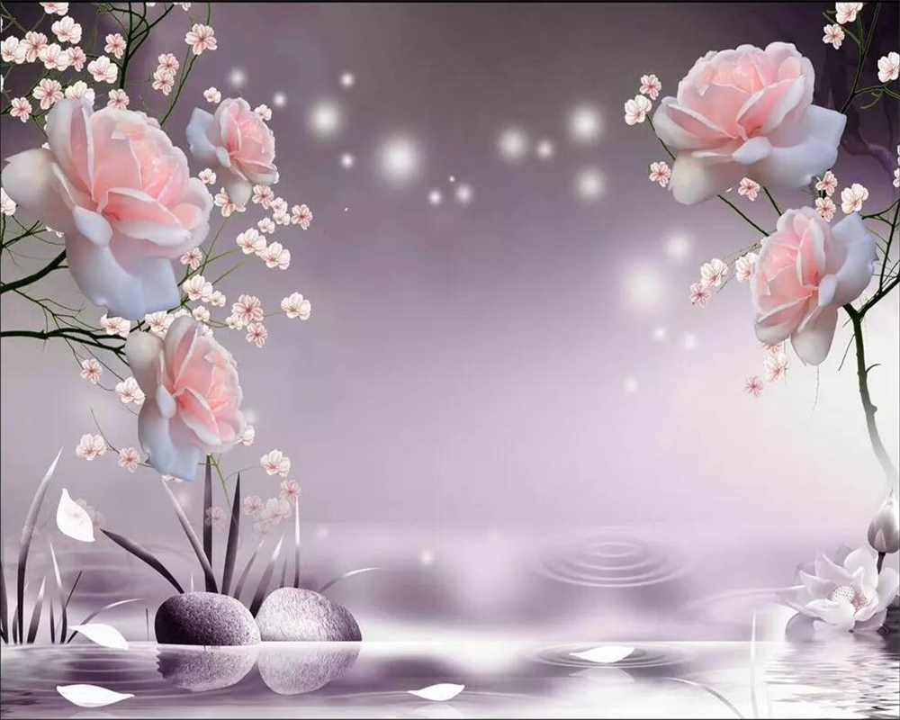 Custom wallpaper HD beautiful rose TV background wall European-style living room bedroom background mural 3d wallpaper
