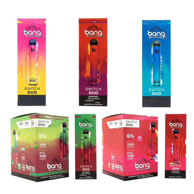 Bang XXL Switch Duo Disposable Device Pod Kit E cigarettes 2 In 1 2500 Puffs 1100mAh Battery 7ml Prefilled Cartridge Pods Vape Stick Pen Vs
Bang XXL Switch Duo Disposable Device Pod Kit E cigarettes 2 In 1 2500 Puffs 1100mAh Battery 7ml Prefilled Cartridge Pods Vape Stick Pen Vs