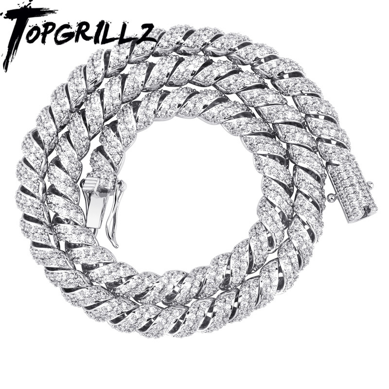TOPGRILLZ New Arrival 10mm Telephone Wire Gold Silver Color Plated Iced Out Cubic Zircon Cuban Links Men's Necklace X0509
TOPGRILLZ New Arrival 10mm Telephone Wire Gold Silver Color Plated Iced Out Cubic Zircon Cuban Links Men's Necklace X0509