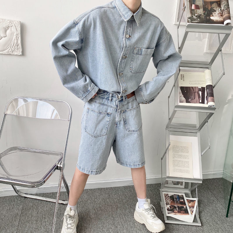 IEFB Men's Spring Long Sleeve Overalls Deconstruct Korean Loose Denim Workwear Couple's Shorts Jumpsuit Trend Clothes 9Y6081 210524