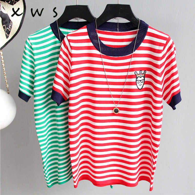 summer style women slim sweaters small short sleeve striped woman knitted sweater female tops casual ladies jumper tops 210604, Red
summer style women slim sweaters small short sleeve striped woman knitted sweater female tops casual ladies jumper tops 210604, Red