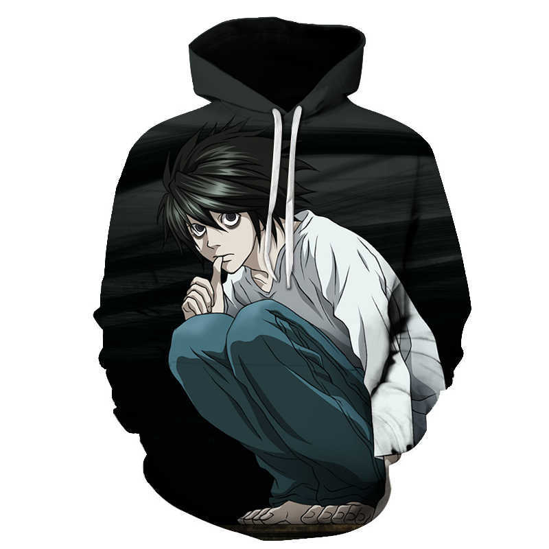 Autumn 3D Print Men Women Casual Streetwear Death Note Hoodie Hip Hop Long sleeve Leisure Pullover Tops Anime Sweatshirt T200917