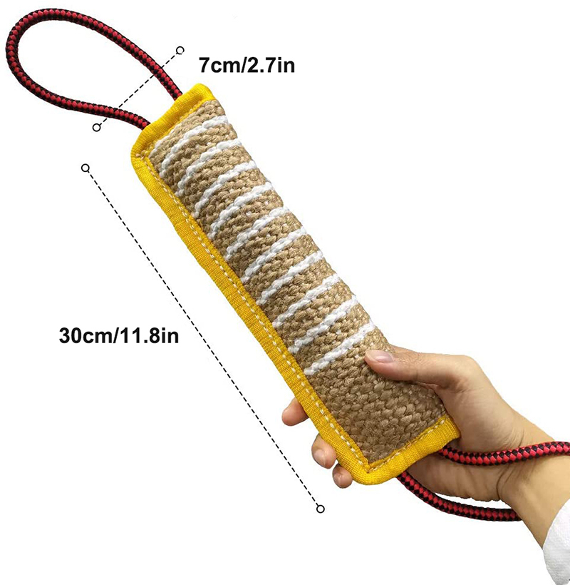 Durable Dog Tug Toy 2 Strong Handles Interactive Pet Toys Small Large Dogs Jute Bite Pillow Puppy Training Play Game