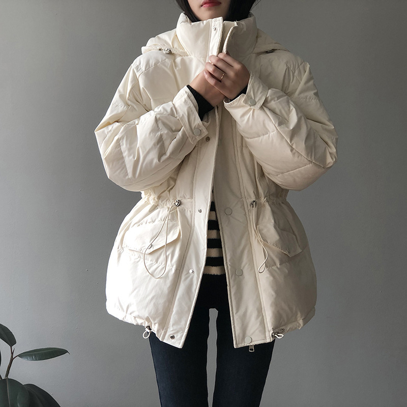 COZOK Hooded Down Jacket for Women Winter Korean Stand Collar Loose Thickened Bread Jacket H8990 210521