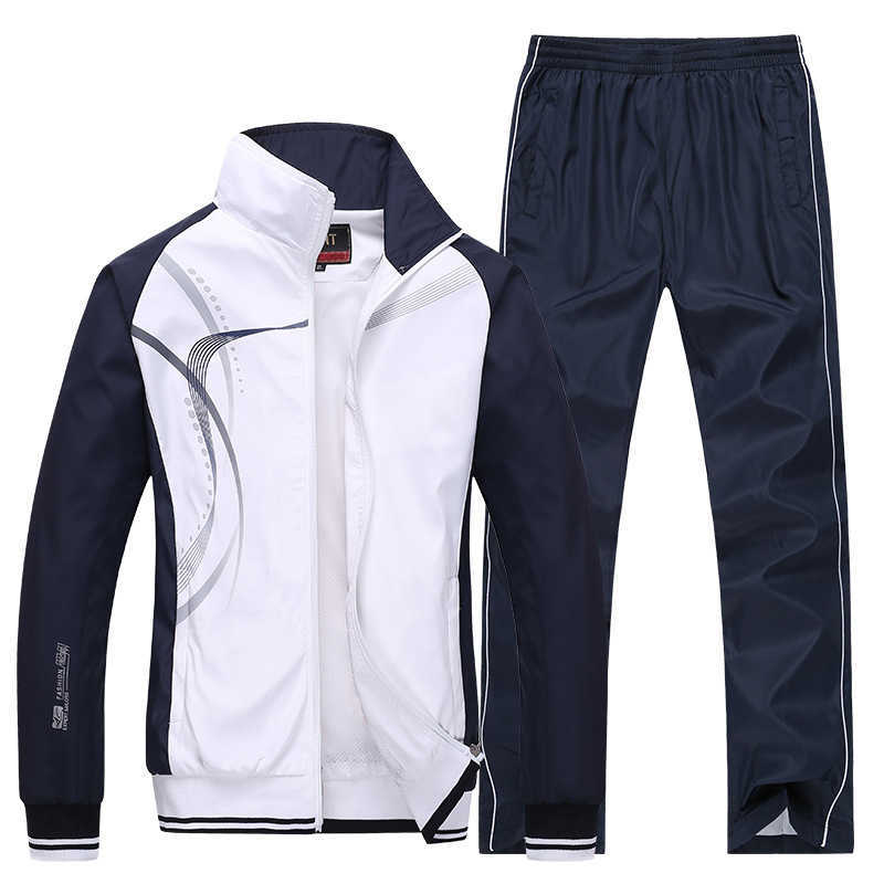 Men's Sportswear Set Spring Autumn Print Tracksuit Men 2 Piece Sets Jacket+Pant Sweatsuit Casual Sporting Outerwear Clothing 210917