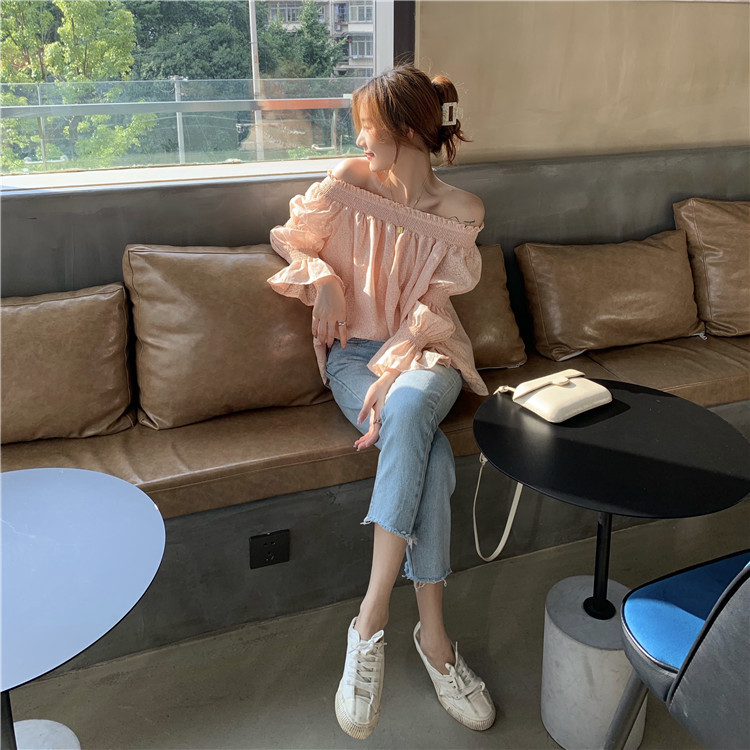 Women Floral Print Blouse Elegant Korean Style Chic Long Sleeve Off Shoulder Tops Shirt Thin Chiffon Blusas Blouses 210519